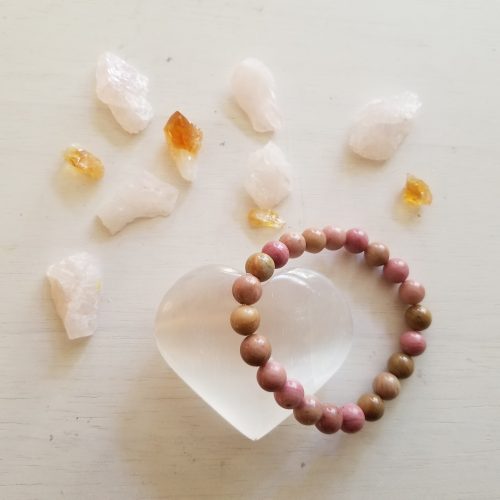 Rhodochrosite Stone Bead Bracelet